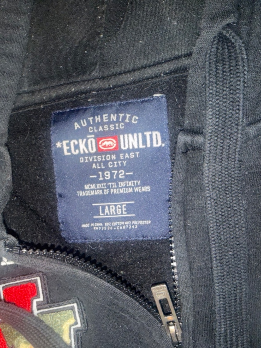 ECKO UNLTD WEEKEND WARRIOR VINTAGE BLACK SWEATSHIRT HOODIE J size large - Picture 3 of 8